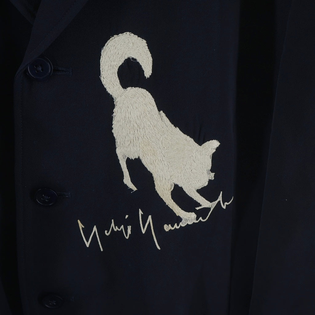 Yohji Yamamoto POUR HOMME(ヨウジヤマモト プールオム) 90SS Archive 犬刺繍 3B Jacket Pants set up ジャケット テーパードパンツ セットアップ ネイビー