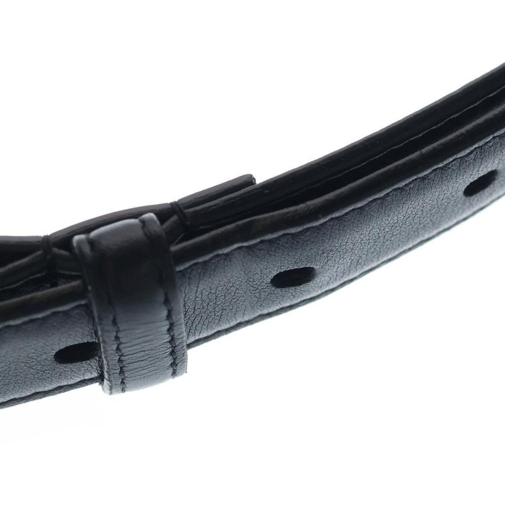 SAINT LAURENT PARIS(サンローランパリ) スクエアバックル ロゴ刻印 ブラックレザーベルト 479388