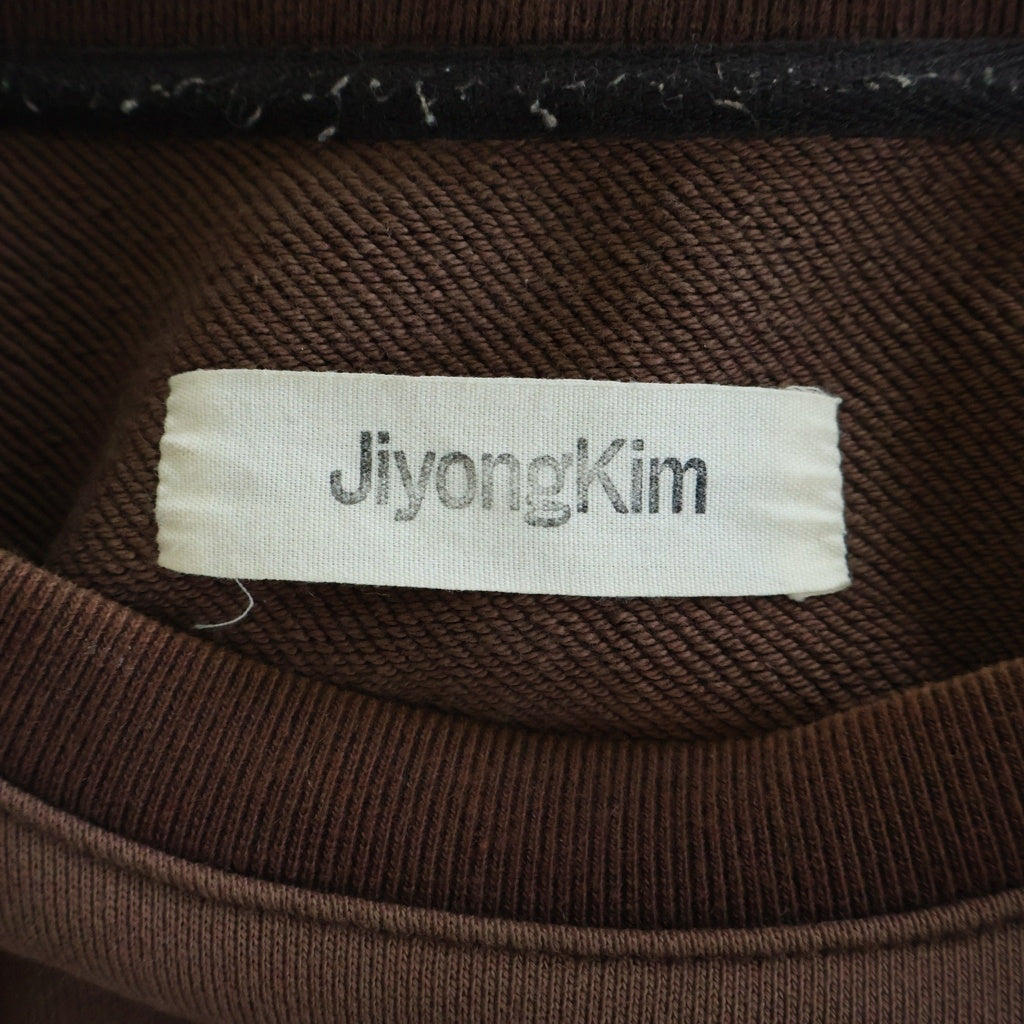 JIYONGKIM(ジヨンキム) 23SS Sun breach hoodie JK23SST004 総柄 サンブリーチ レイヤードプルオーバーフーディー パーカー ブラウン