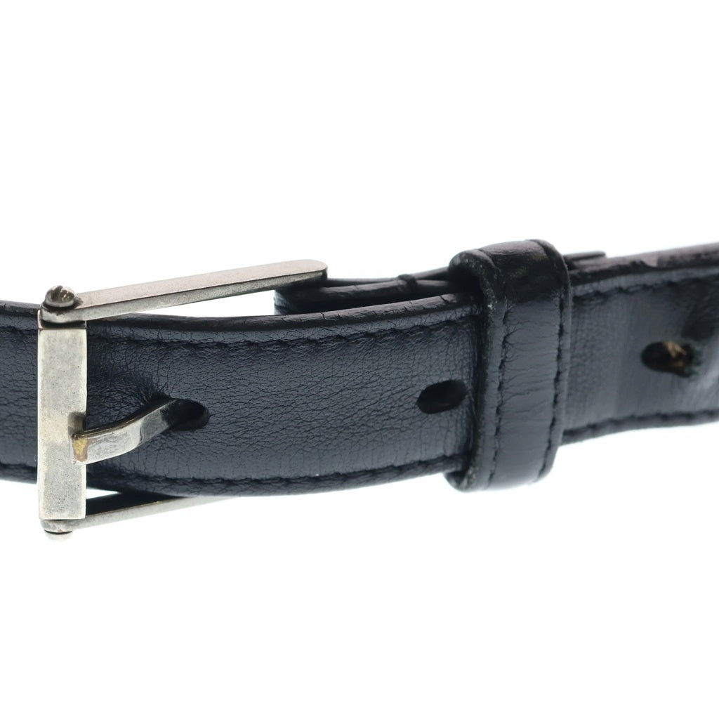 SAINT LAURENT PARIS(サンローランパリ) スクエアバックル ロゴ刻印 ブラックレザーベルト 479391