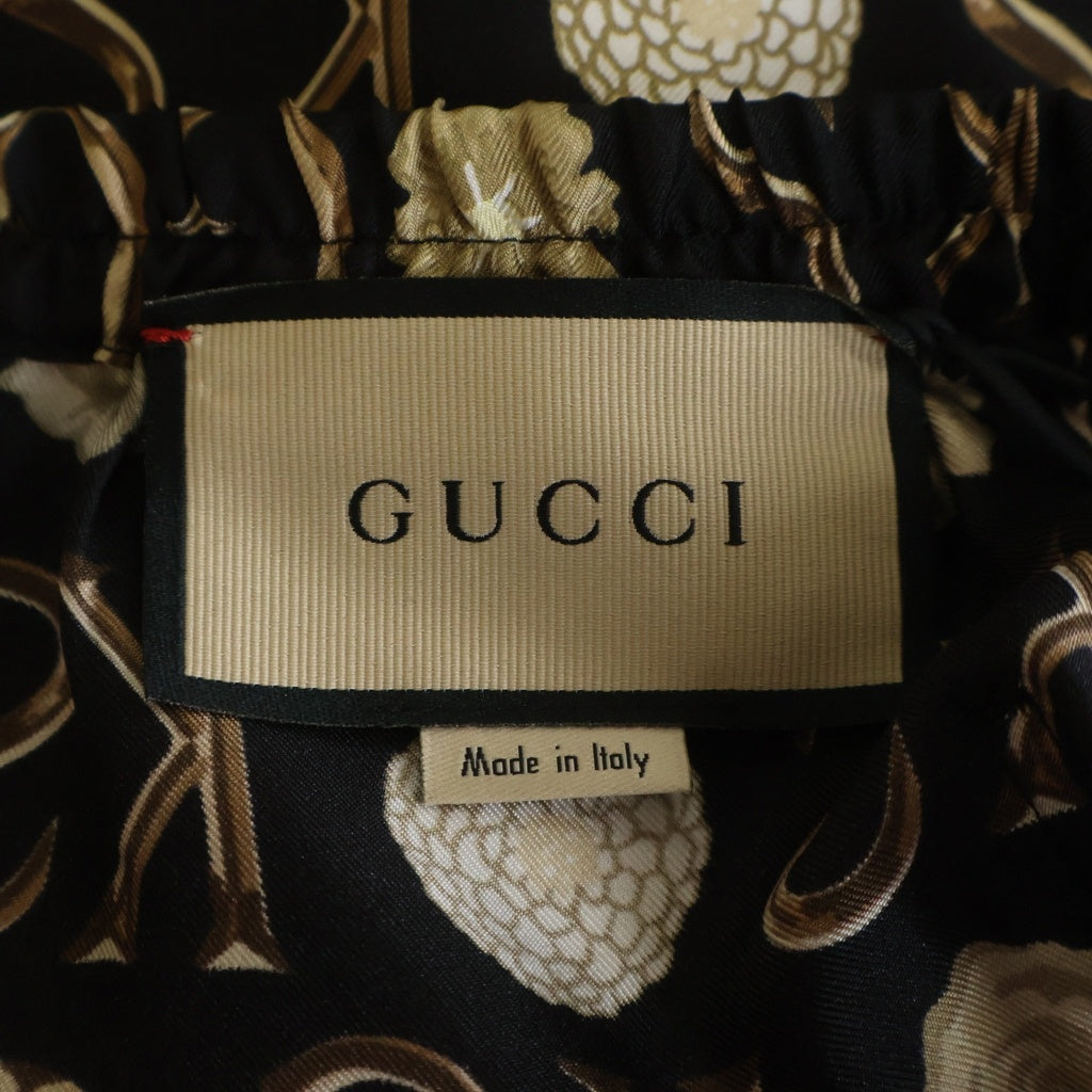 GUCCI(グッチ) KEN SCOTT SILK SHORT 649062 ZAGAR 総柄プリント シルクハーフパンツ ショーツ ブラック