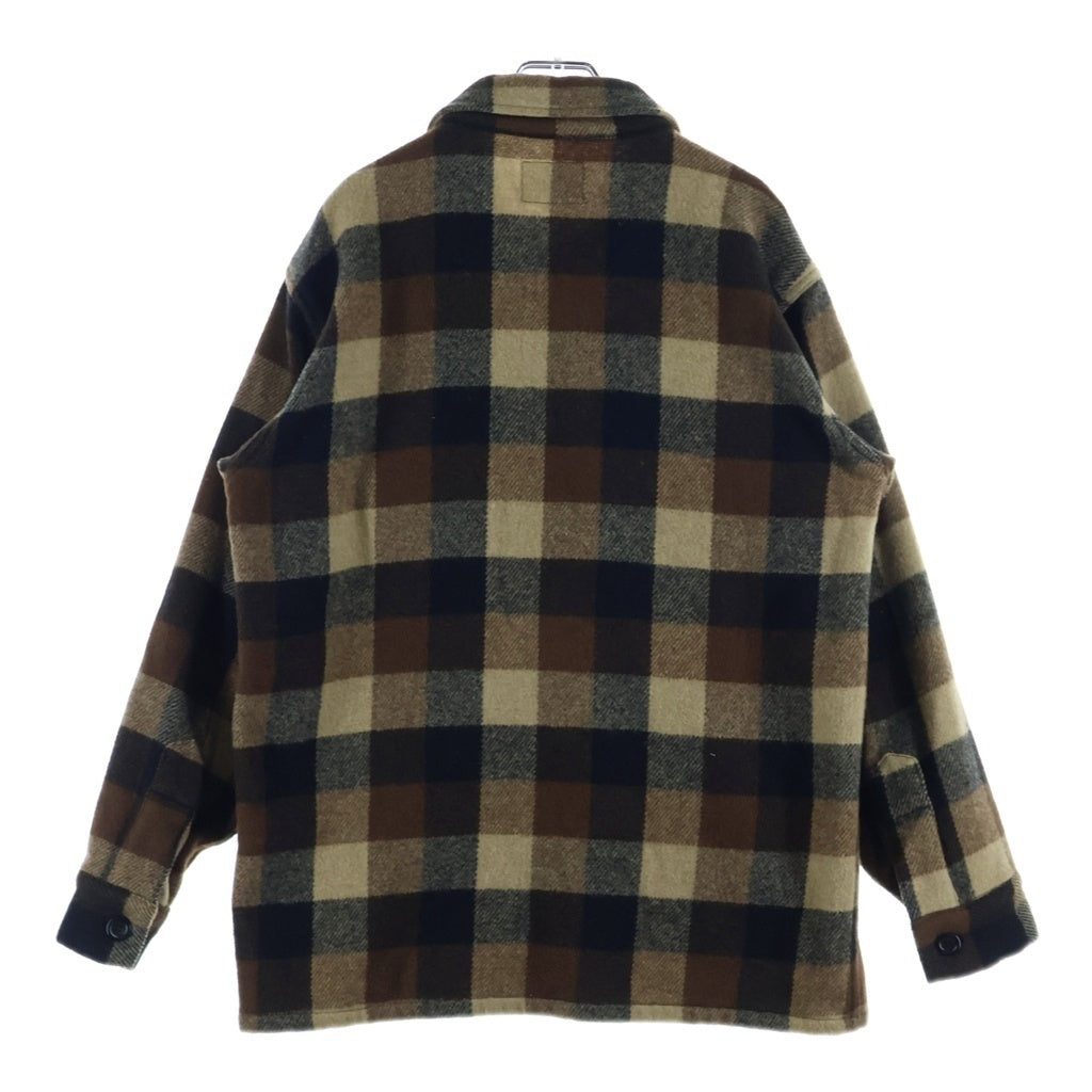 A BATHING APE(アベイシングエイプ) 90s Archive 初期 BUSY WORKS ウール チェックシャツ 長袖シャツ ブラウン