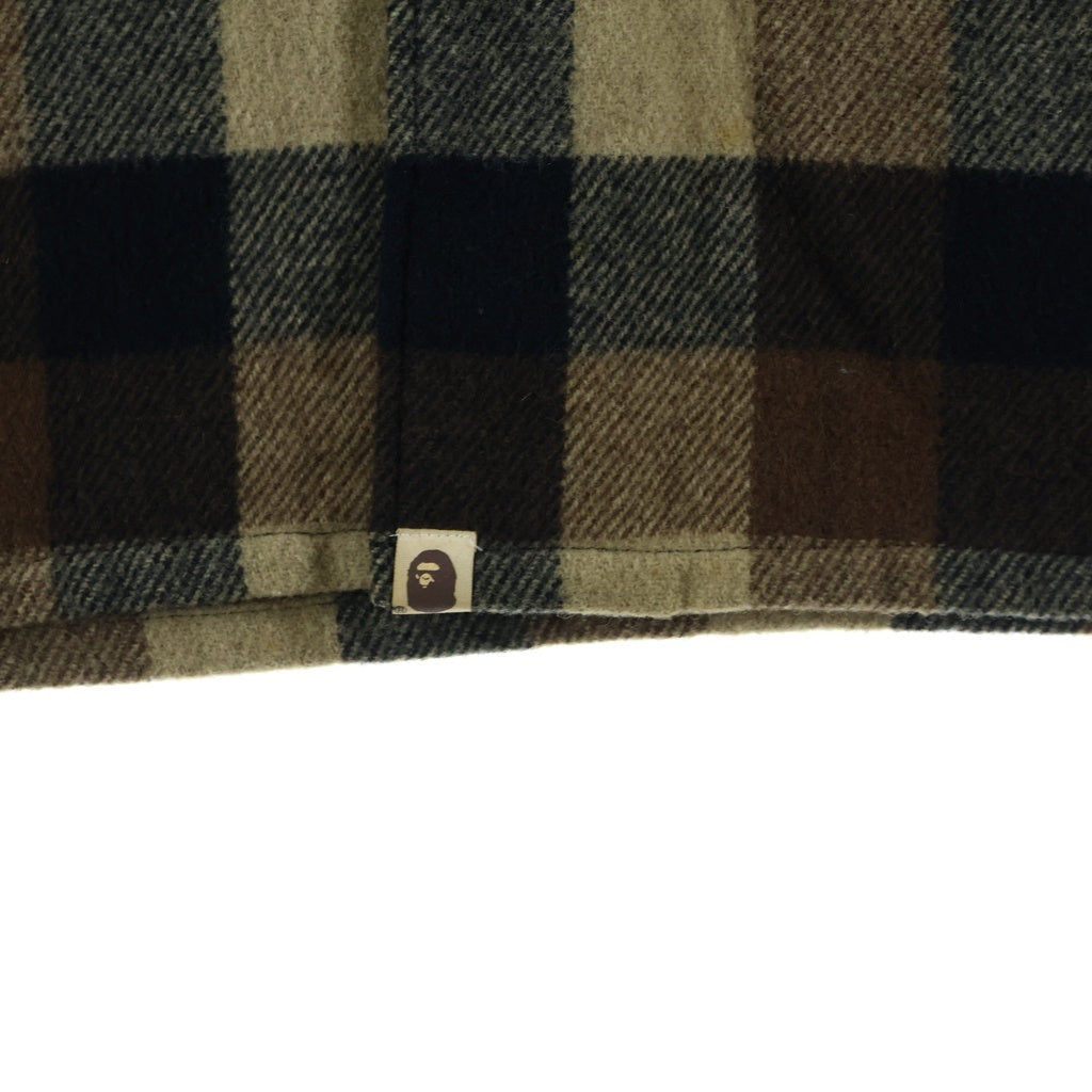 A BATHING APE(アベイシングエイプ) 90s Archive 初期 BUSY WORKS ウール チェックシャツ 長袖シャツ ブラウン