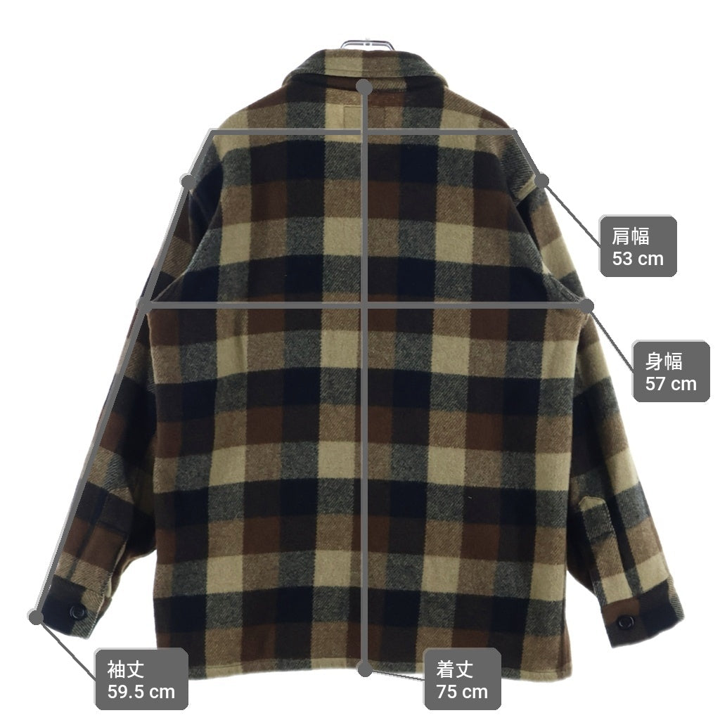 A BATHING APE(アベイシングエイプ) 90s Archive 初期 BUSY WORKS ウール チェックシャツ 長袖シャツ ブラウン