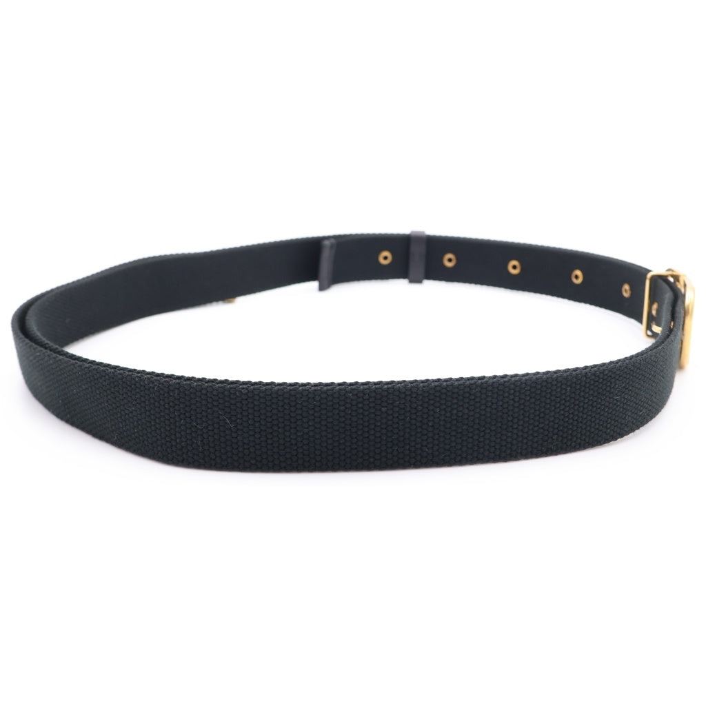 VALENTINO(ヴァレンティノ) V LOGO FABRIC BELT Vロゴ ファブリックキャンバスベルト ブラック/ゴールド レディース