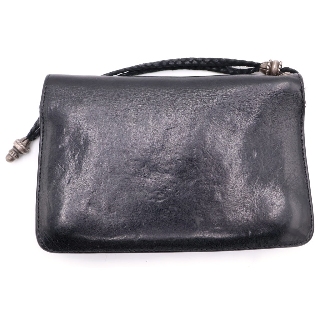 CHROME HEARTS(クロムハーツ) 2ZIP STRAP 2ジップストラップ ストラップ付クロスボールボタン レザーウォレット 財布 ブラック