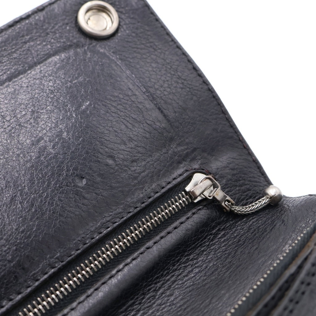 CHROME HEARTS(クロムハーツ) 2ZIP STRAP 2ジップストラップ ストラップ付クロスボールボタン レザーウォレット 財布 ブラック
