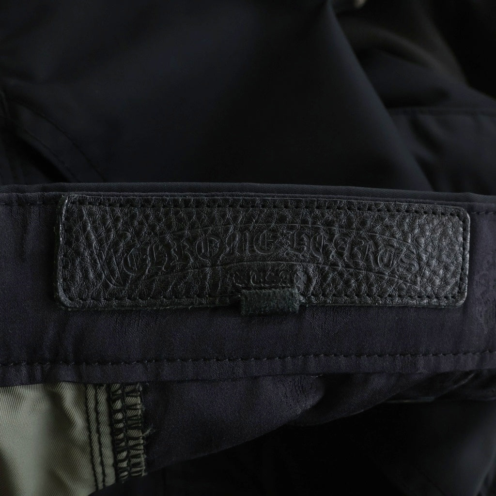CHROME HEARTS(クロムハーツ) CARPENTER DOUBLE KNEE クロスパッチ付きレザー切替ナイロンカーペンターロングパンツ