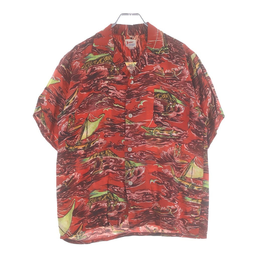 VINTAGE(ヴィンテージ) 50s LUAU Hawaiian Shirt ハワイアンシャツ 半袖シャツ アロハシャツ レッド