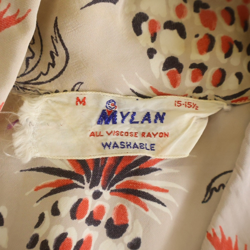 VINTAGE(ヴィンテージ) 50s MYLAN Hawaiian Shirt マイラン ハワイアンシャツ 半袖シャツ アロハシャツ ホワイト