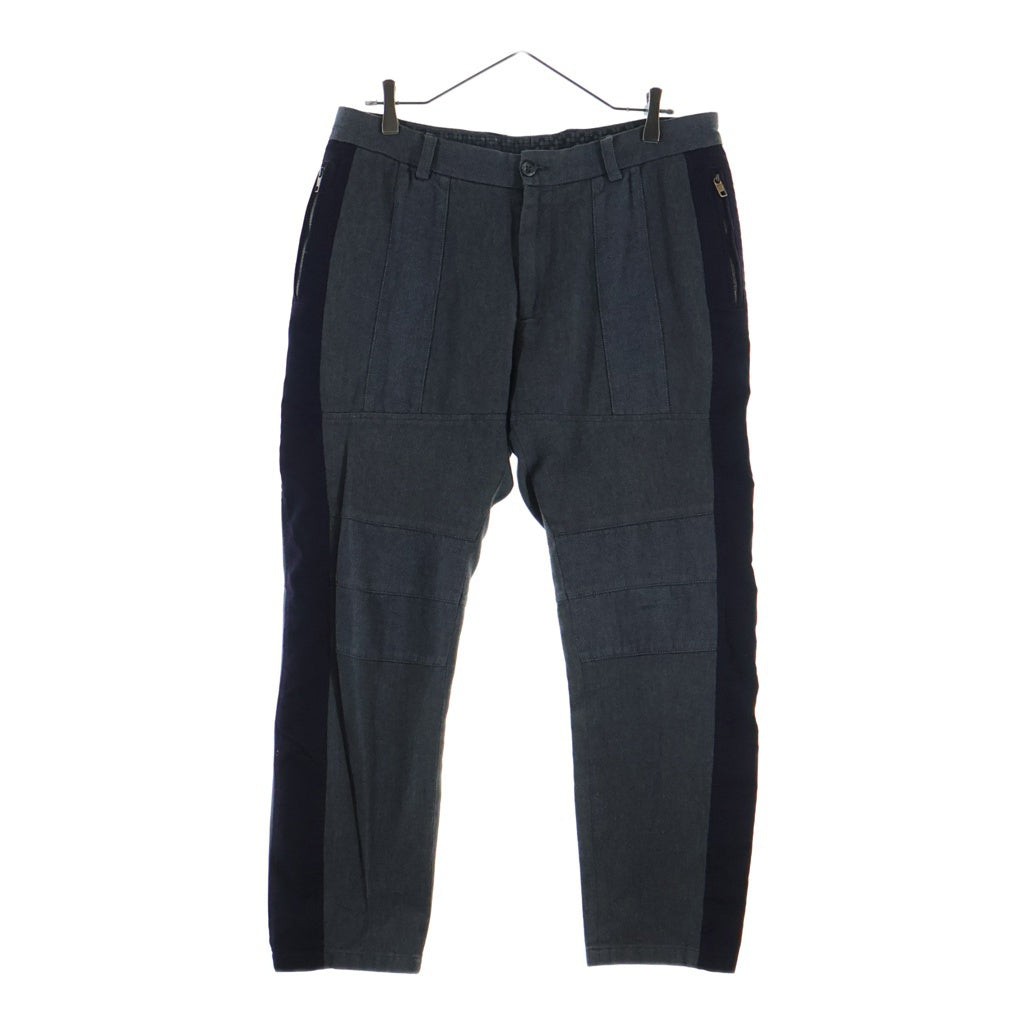 DOLCE & GABBANA(ドルチェアンドガッバーナ) MOTOCROSS PANTS モトクロスパンツ 素材切り替えパンツ コットン ナイロン 白タグ グレー G6DKAT
