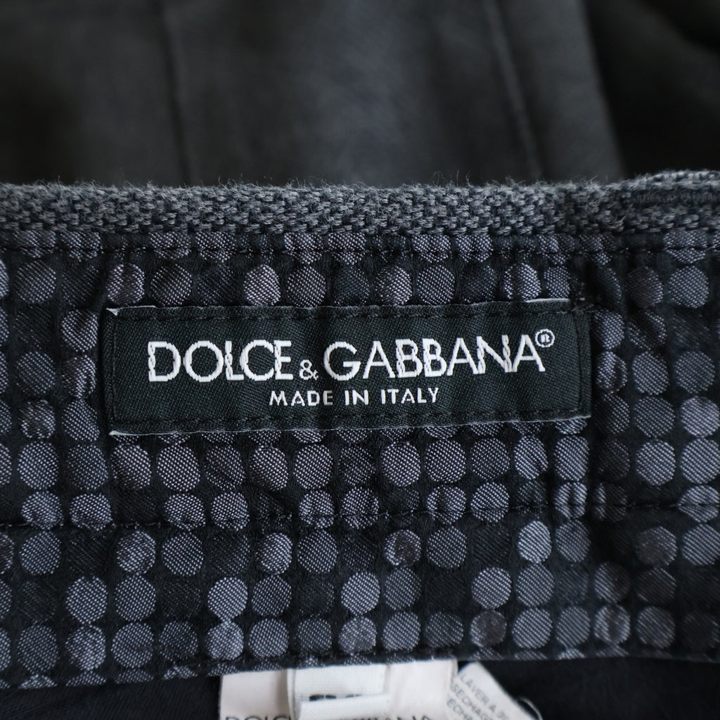 DOLCE & GABBANA(ドルチェアンドガッバーナ) MOTOCROSS PANTS モトクロスパンツ 素材切り替えパンツ コットン ナイロン 白タグ グレー G6DKAT