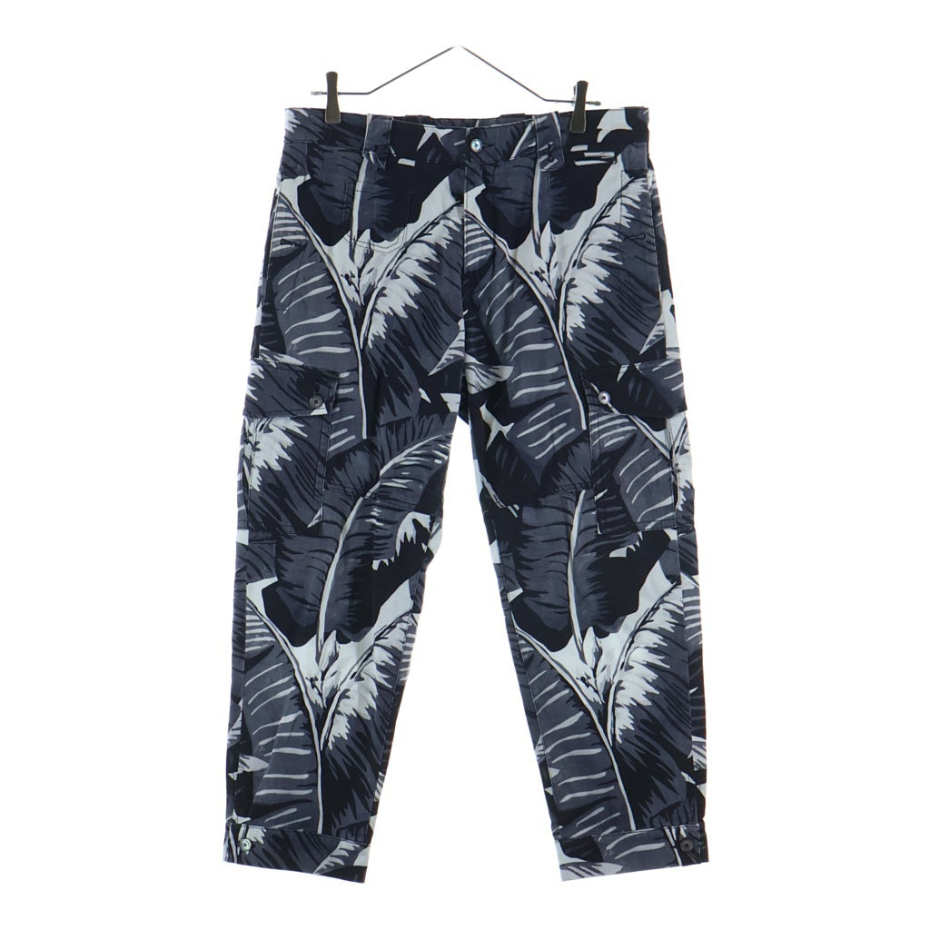 DOLCE & GABBANA(ドルチェアンドガッバーナ) 総柄 コットン カーゴパンツ テーパードパンツ リーフ 白タグ グレー/ホワイト G69BAT