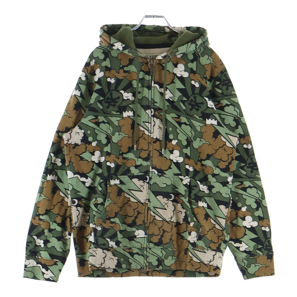 KAWS(カウズ) × ZOO YORK 00s 総柄 ジップアップフーディー パーカー ズーヨーク グリーン 23W4010010