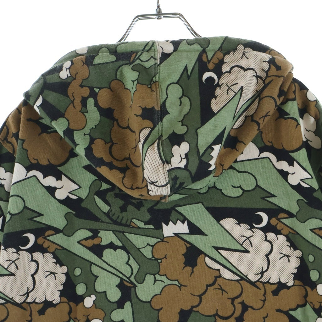KAWS(カウズ) × ZOO YORK 00s 総柄 ジップアップフーディー パーカー ズーヨーク グリーン 23W4010010