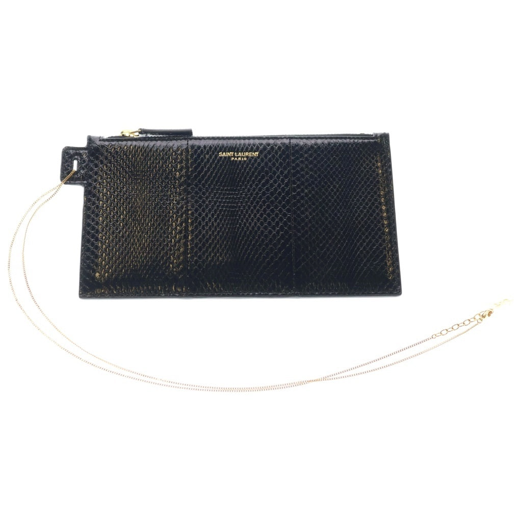 SAINT LAURENT PARIS(サンローランパリ) YSL POUCH CHAIN POCHETTE 669907 ポーチ チェーン付きポシェット ブラック レザー レディース