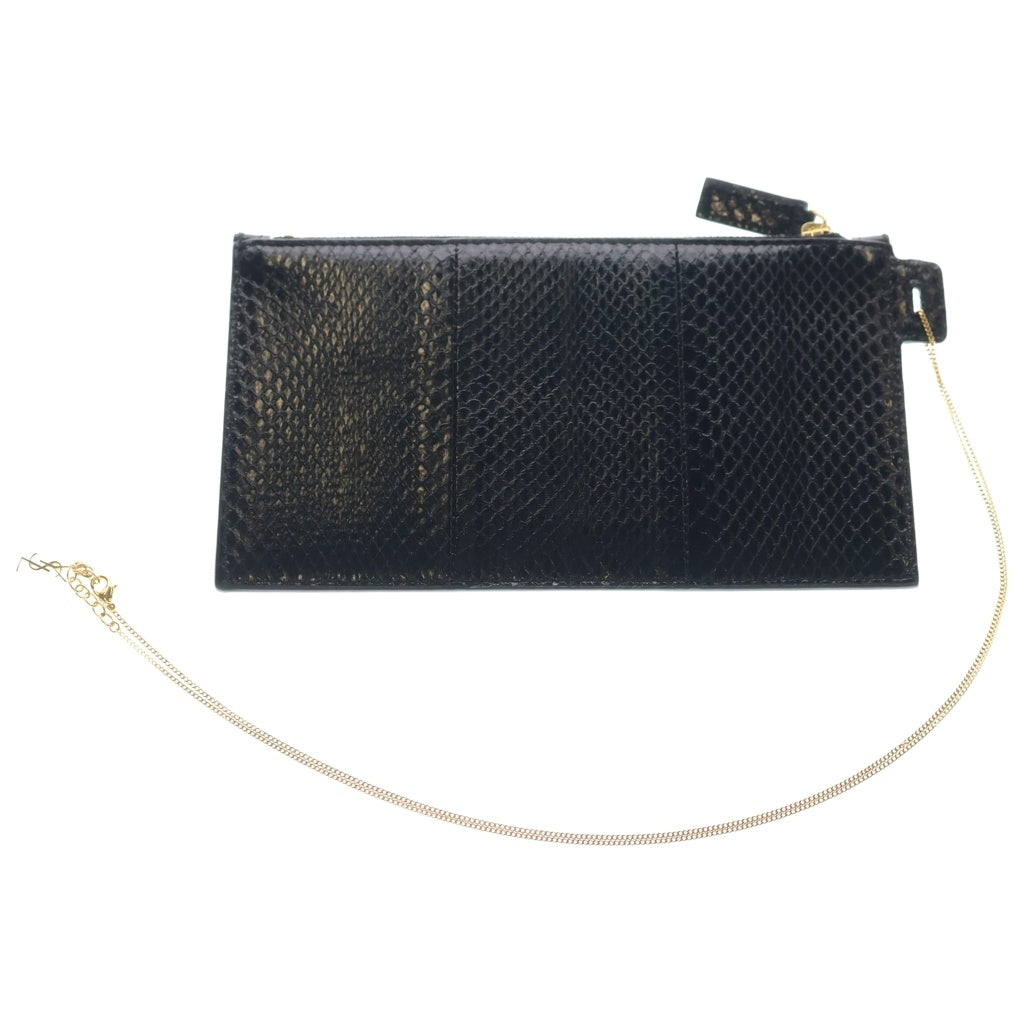 SAINT LAURENT PARIS(サンローランパリ) YSL POUCH CHAIN POCHETTE 669907 ポーチ チェーン付きポシェット ブラック レザー レディース