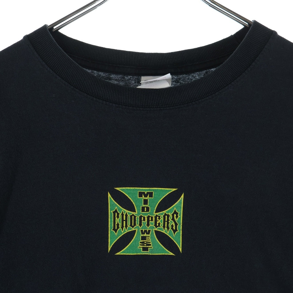 VINTAGE(ヴィンテージ) 00s MID WEST CHOPPERS ミッドウェストチョッパーズ アイアンクロス anvilタグ 両面プリント 長袖Tシャツ カットソー ブラック