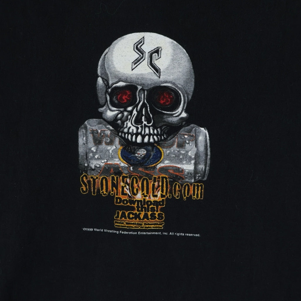 VINTAGE(ヴィンテージ) 90-00s WWF STONE COLD SALOON 1999 ストーンコールド 両面プリント 半袖Tシャツ カットソー ブラック