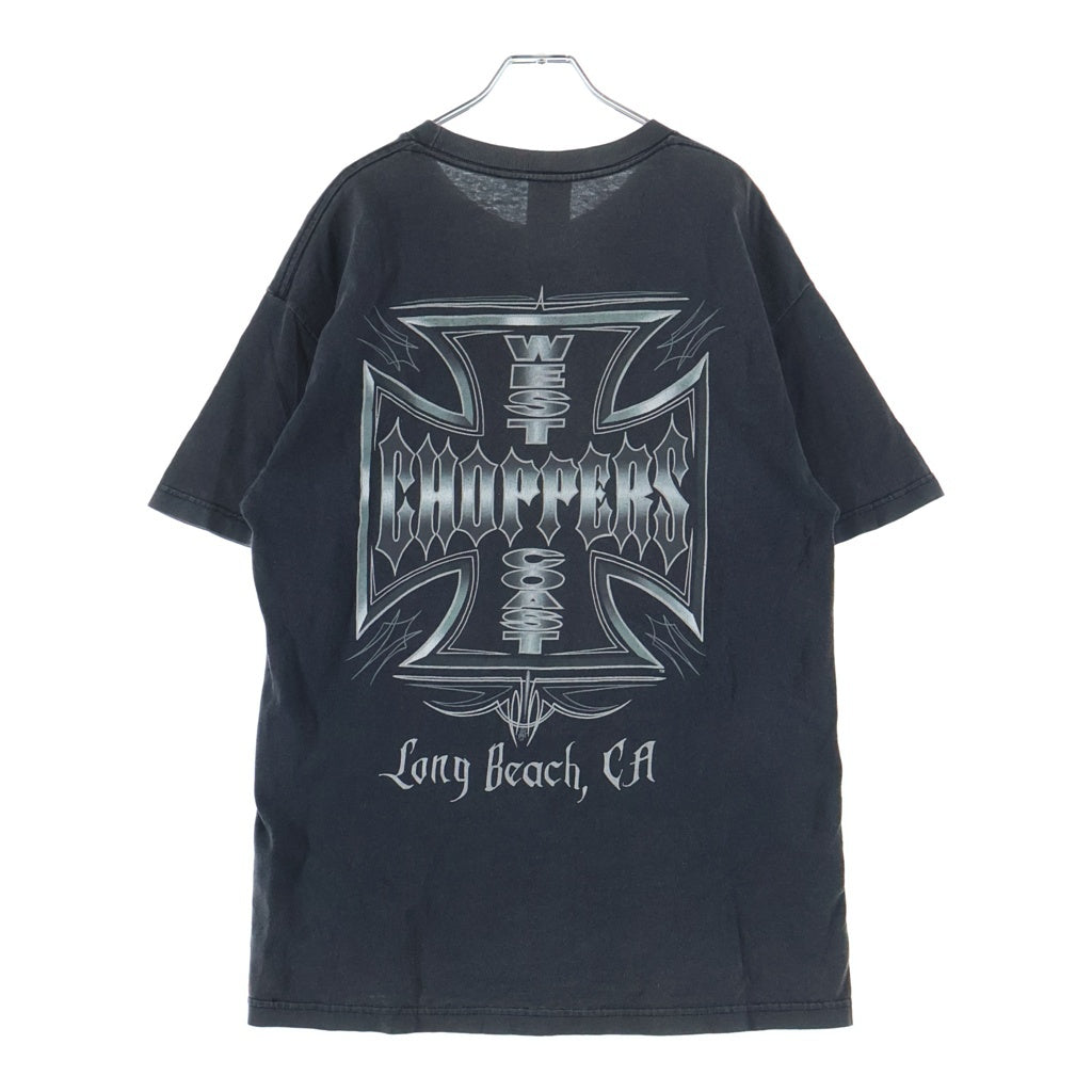 VINTAGE(ヴィンテージ) 90-00s WEST COAST CHOPPERS IRON CROSS JESSE WHO ウェストコーストチョッパーズ アイアンクロス 両面プリント 半袖Tシャツ カットソー ブラック