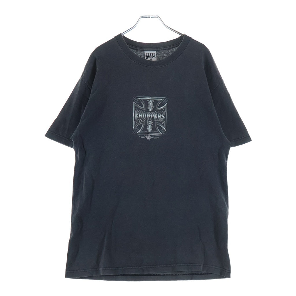VINTAGE(ヴィンテージ) 90-00s WEST COAST CHOPPERS IRON CROSS JESSE WHO ウェストコーストチョッパーズ アイアンクロス 両面プリント 半袖Tシャツ カットソー ブラック