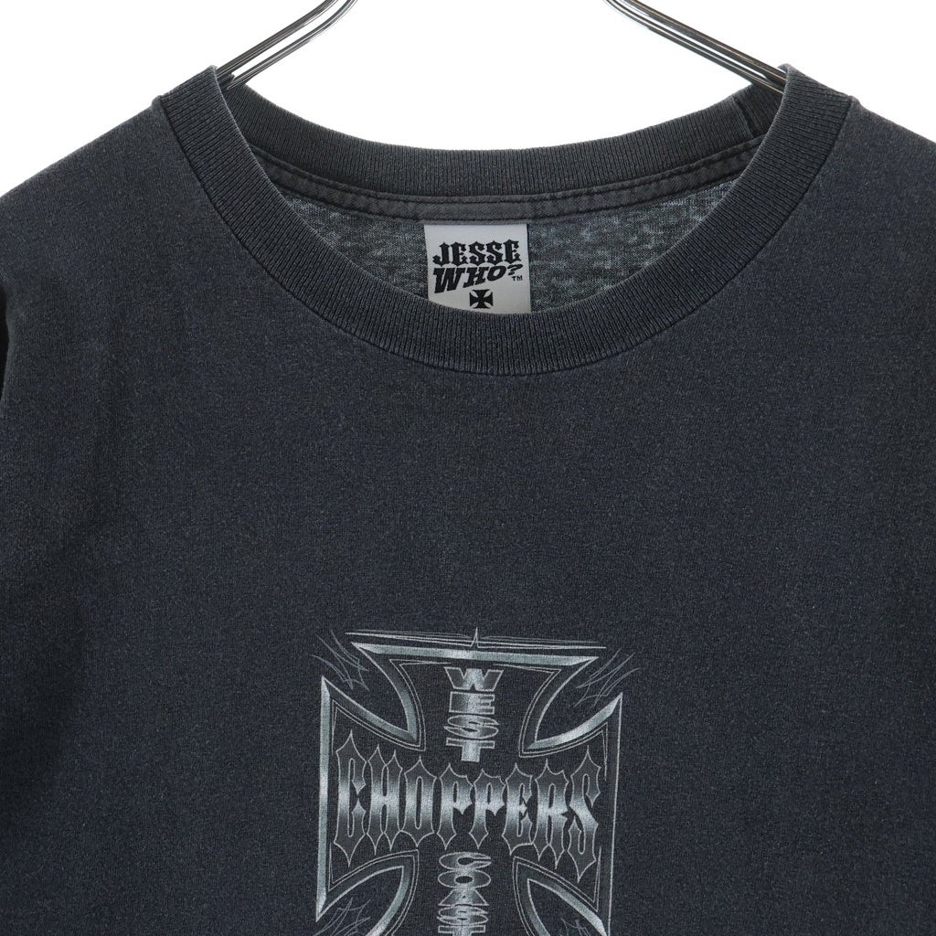 VINTAGE(ヴィンテージ) 90-00s WEST COAST CHOPPERS IRON CROSS JESSE WHO ウェストコーストチョッパーズ アイアンクロス 両面プリント 半袖Tシャツ カットソー ブラック