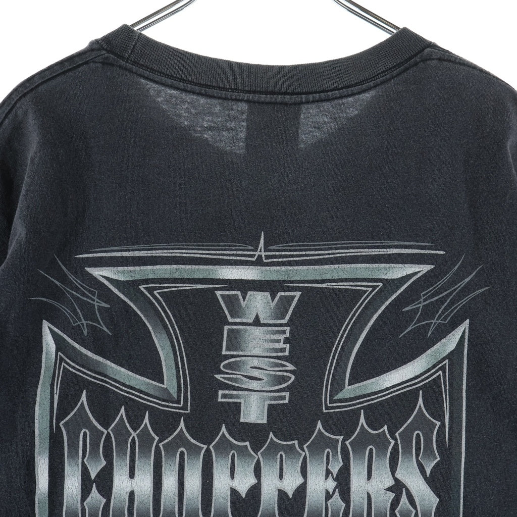 VINTAGE(ヴィンテージ) 90-00s WEST COAST CHOPPERS IRON CROSS JESSE WHO ウェストコーストチョッパーズ アイアンクロス 両面プリント 半袖Tシャツ カットソー ブラック