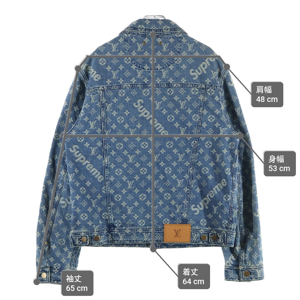 シュプリーム ルイヴィトン  17AW  LV Jacquard Denim Trucker Jacket モノグラムジャガードトラッカーデニムジャケット メンズ 44 SUPREME(シュプリーム) 17AW× LV Jacquard Denim Trucker Jacket ルイ