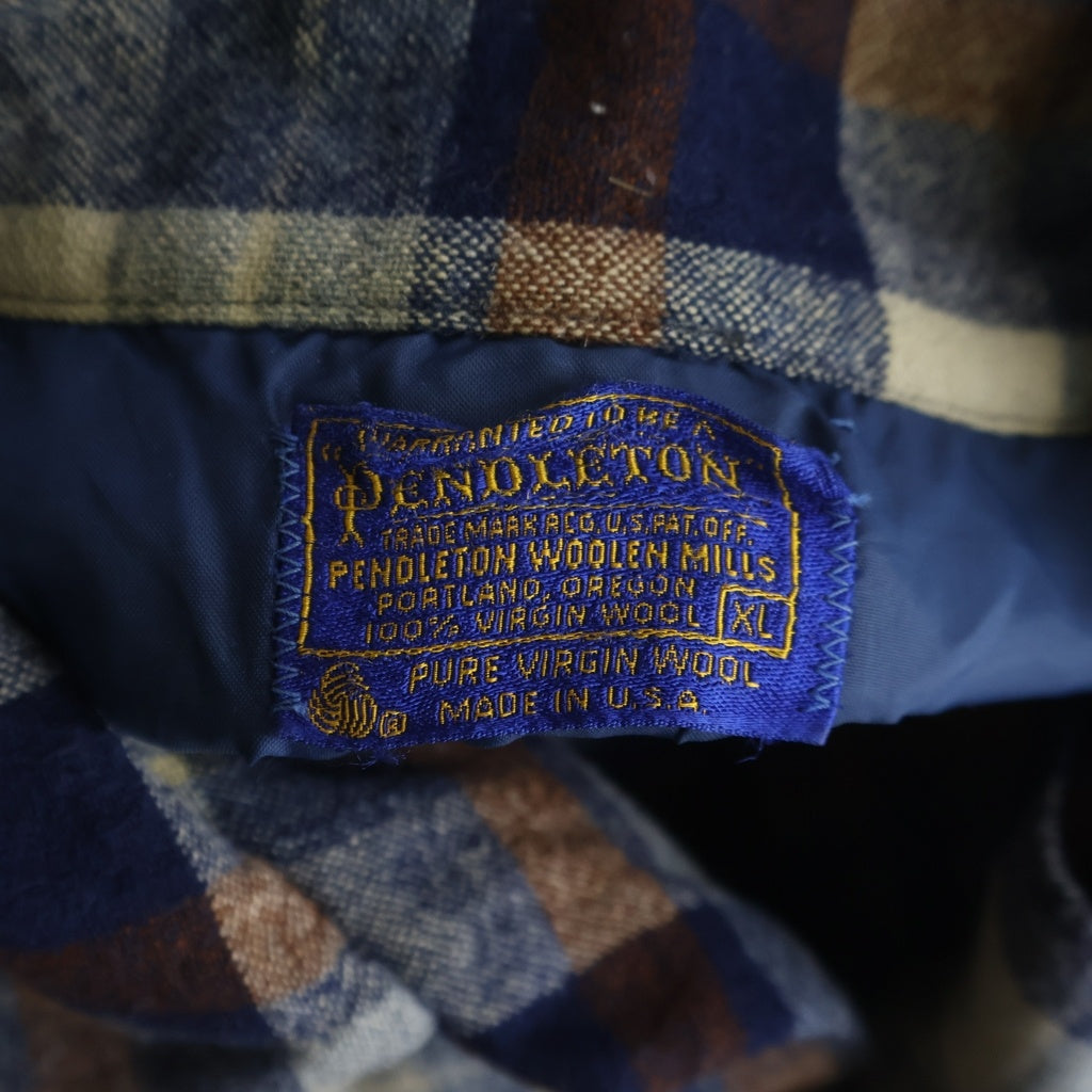 PENDLETON(ペンドルトン) 70s VINTAGE ヴィンテージ チェック ウールシャツ 長袖シャツ ブルー/ブラウン