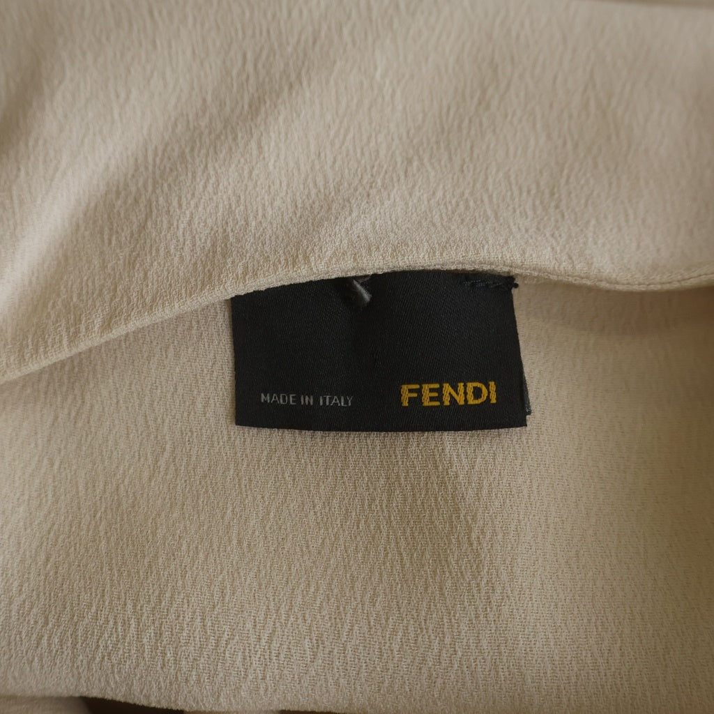 FENDI(フェンディ) ONE PIACE DRESS プリーツスカーフ シルク ワンピース ドレス ベージュ レディース