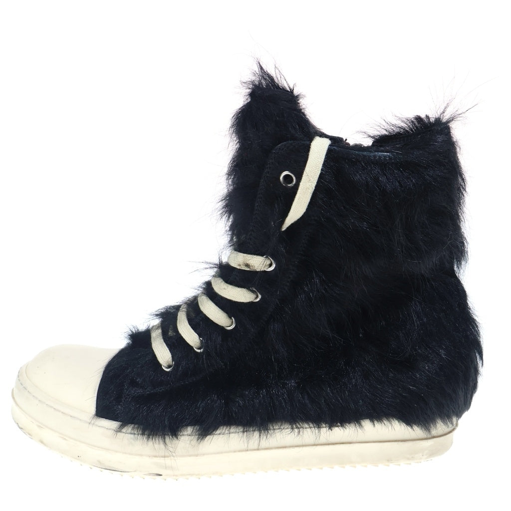 Rick Owens(リックオウエンス) strobe high pony hair ラモーンズ ハイカット ファー スニーカー シューズ 靴 ブラック