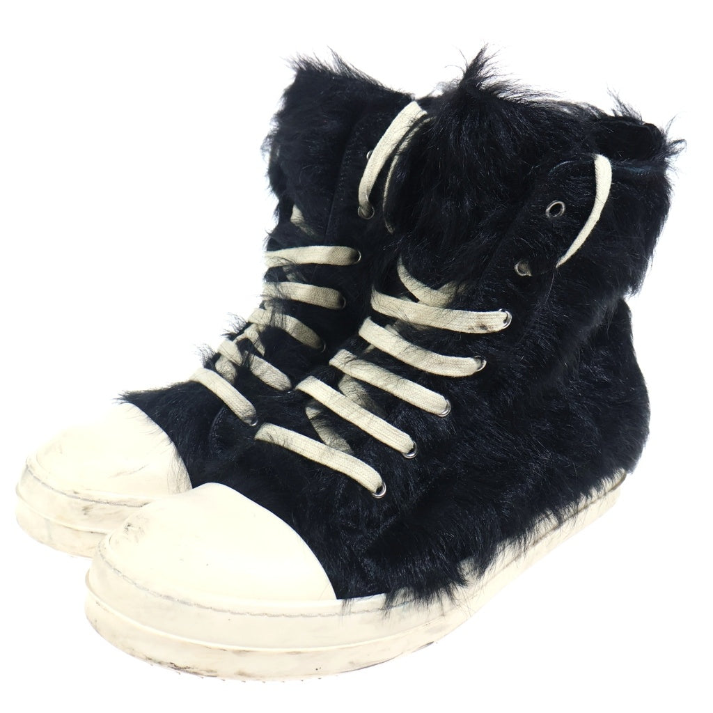 Rick Owens(リックオウエンス) strobe high pony hair ラモーンズ ハイカット ファー スニーカー シューズ 靴 ブラック