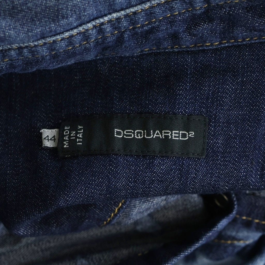 DSQUARED2(ディースクエアード) CAMO WESTERN DENIM SHIRT S75DL0338 カモ柄 ウエスタン デニム長袖シャツ ブルー