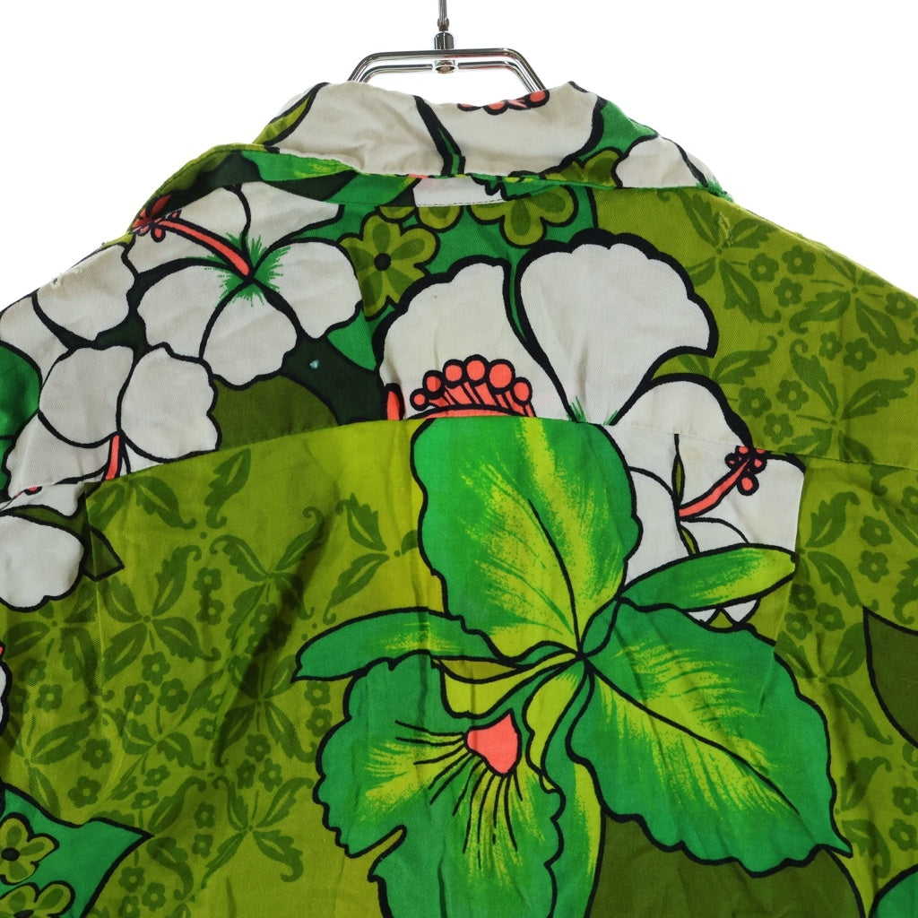 VINTAGE(ヴィンテージ) 70s Hukilau Fashions ハワイアンシャツ アロハシャツ 半袖シャツ コットン グリーン