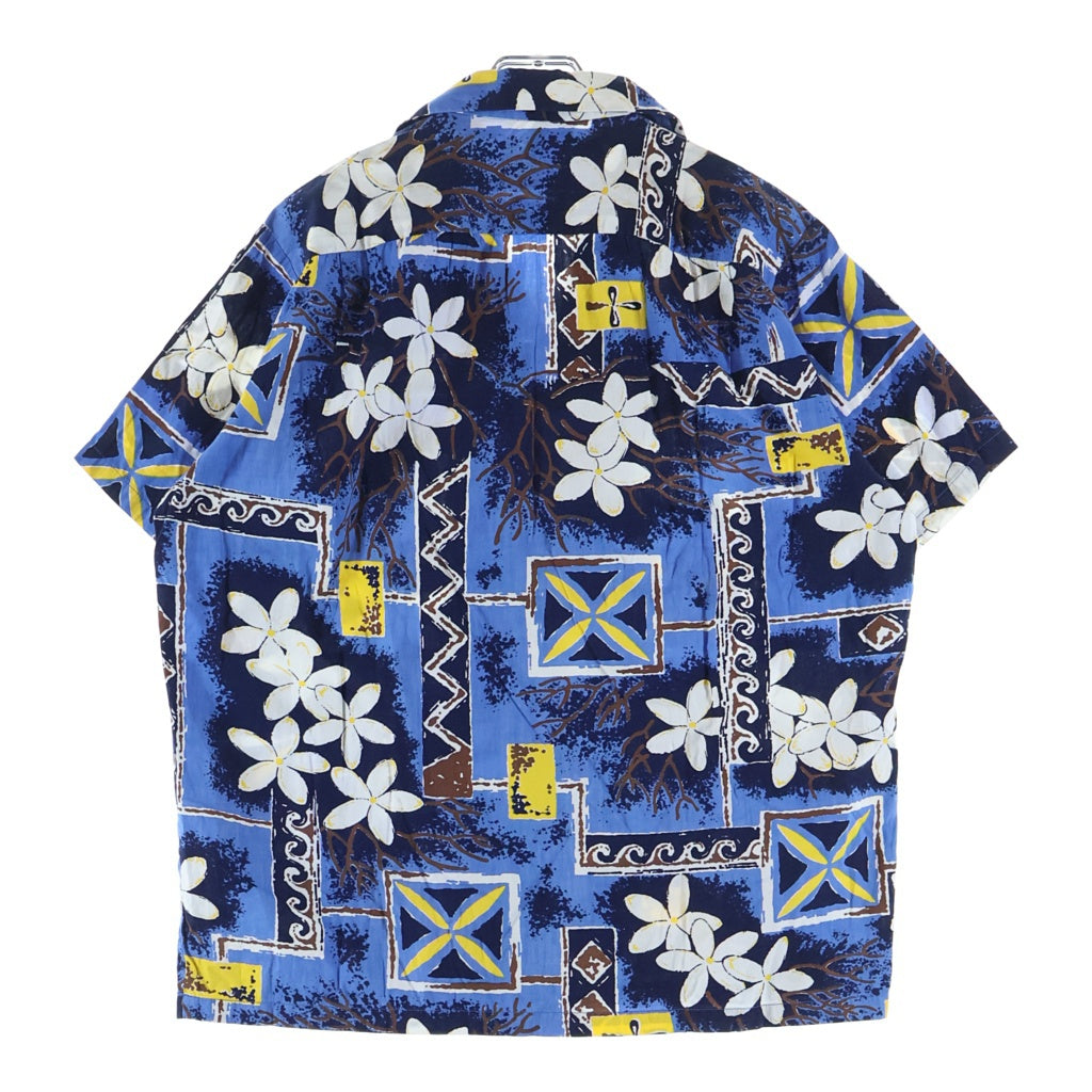 VINTAGE(ヴィンテージ) 60-70s Hawaiian Shirt ハワイアンシャツ アロハシャツ 半袖シャツ HAWAII製 銭ボタン 三角タグ ブルー