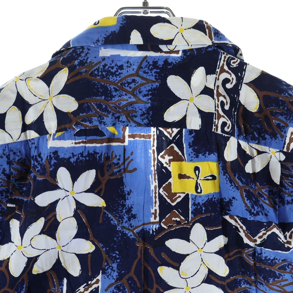 VINTAGE(ヴィンテージ) 60-70s Hawaiian Shirt ハワイアンシャツ アロハシャツ 半袖シャツ HAWAII製 銭ボタン 三角タグ ブルー