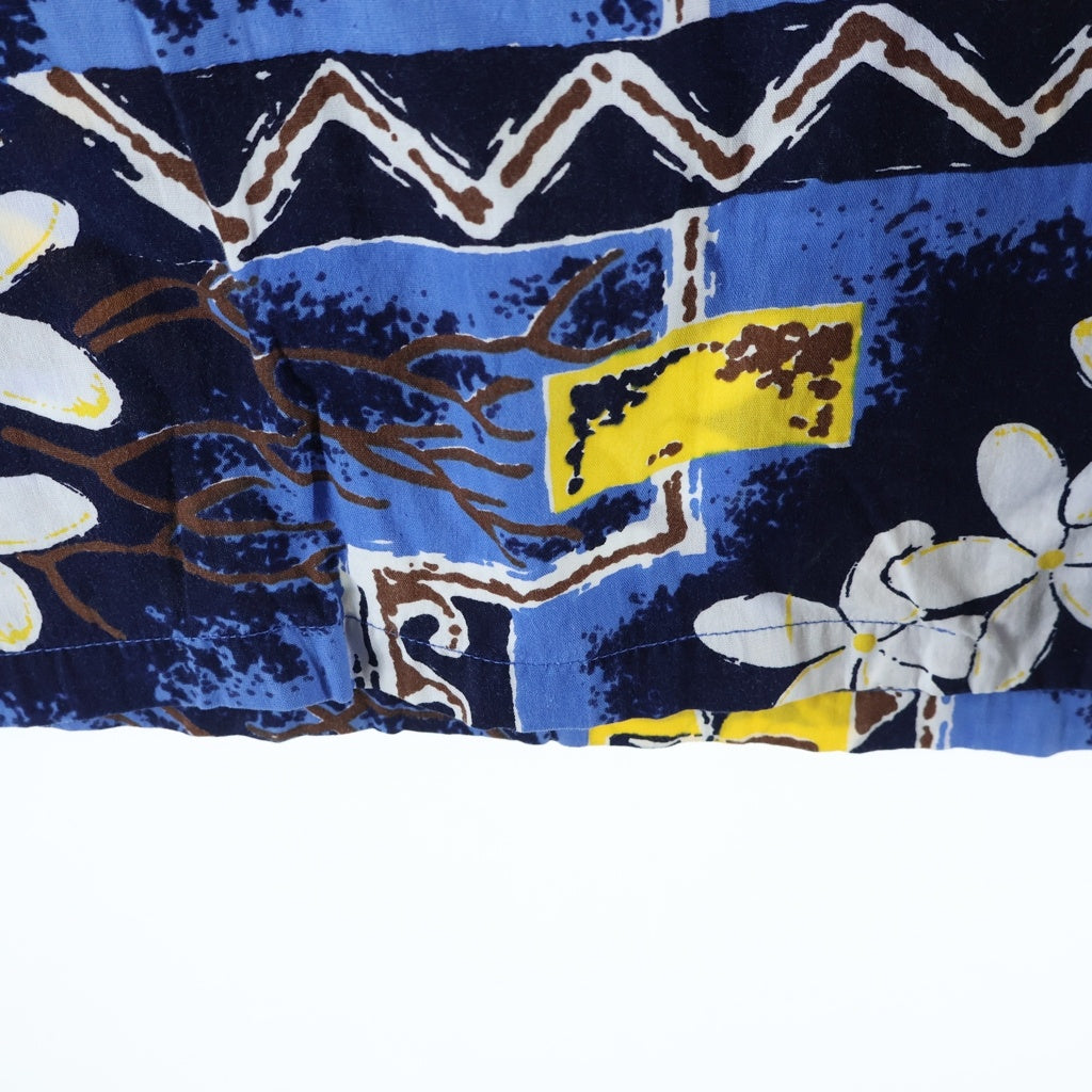 VINTAGE(ヴィンテージ) 60-70s Hawaiian Shirt ハワイアンシャツ アロハシャツ 半袖シャツ HAWAII製 銭ボタン 三角タグ ブルー