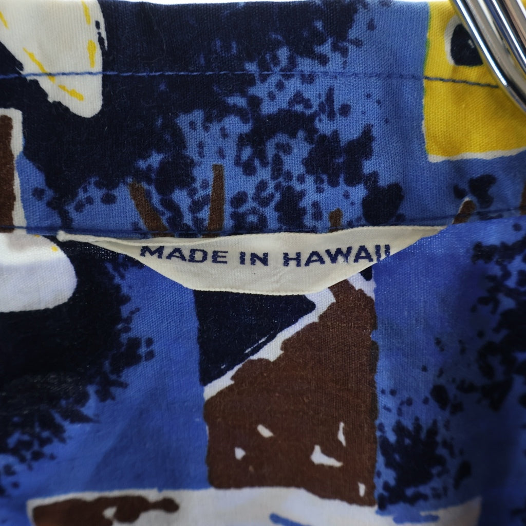VINTAGE(ヴィンテージ) 60-70s Hawaiian Shirt ハワイアンシャツ アロハシャツ 半袖シャツ HAWAII製 銭ボタン 三角タグ ブルー
