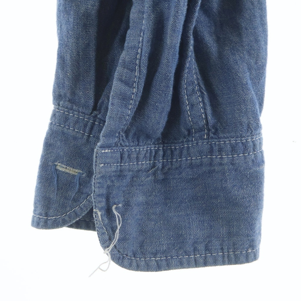 LEE(リー) 50-60s VINTAGE CHAMBRAY SHIRT シャンブレー 長袖シャツ 黒タグ マチ付き ヴィンテージ ブルー