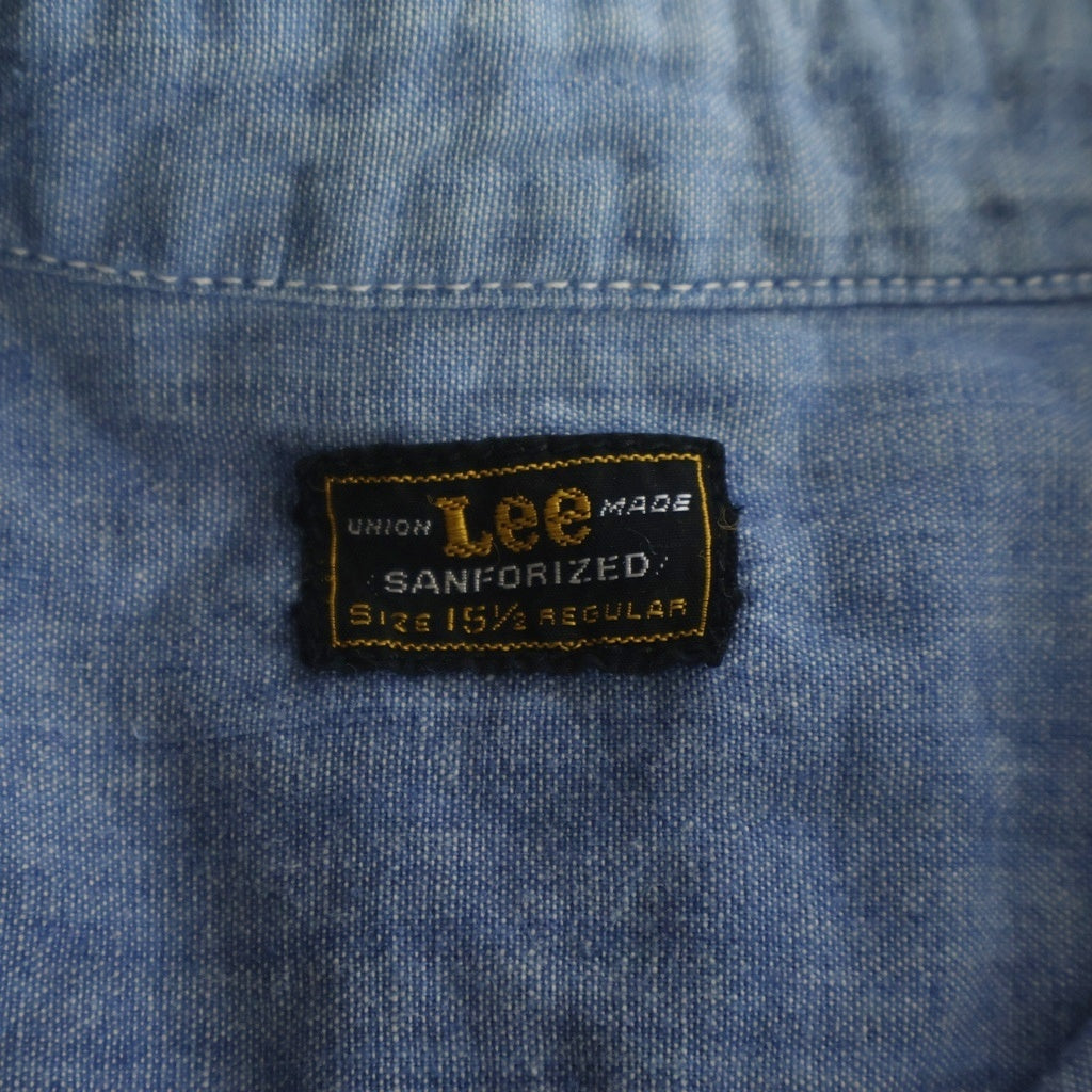 LEE(リー) 50-60s VINTAGE CHAMBRAY SHIRT シャンブレー 長袖シャツ 黒タグ マチ付き ヴィンテージ ブルー