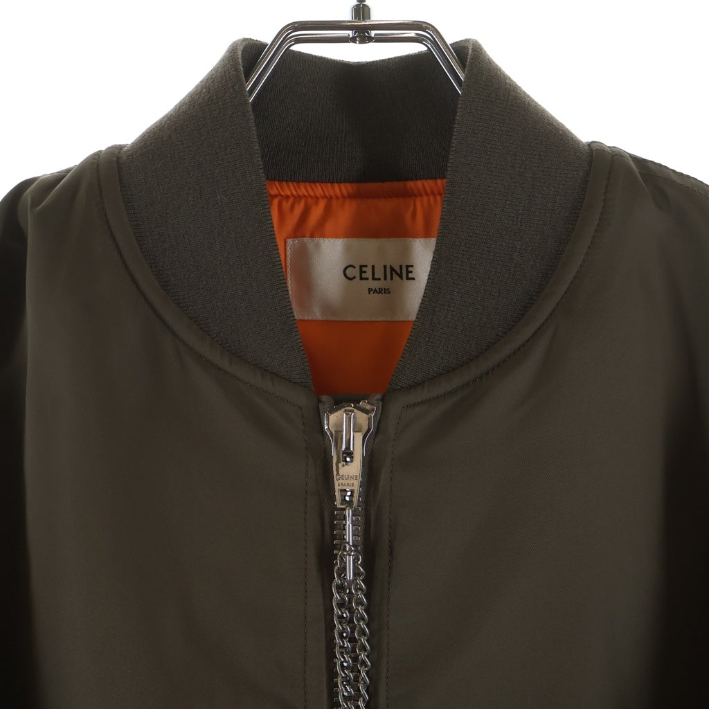 CELINE(セリーヌ) 23AW LOGO BOMBER JACKET ロゴプリントボンバージャケット MA-1 カーキ 2W426396E