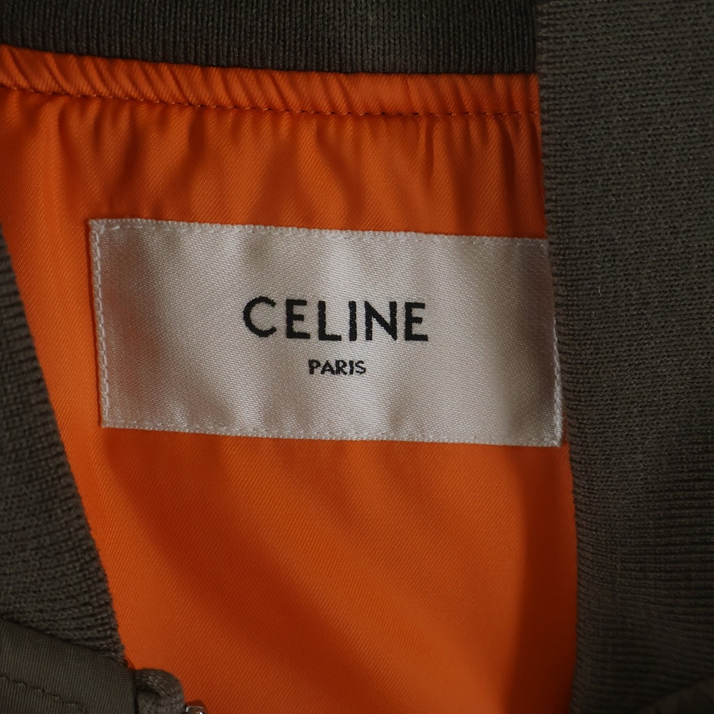 CELINE(セリーヌ) 23AW LOGO BOMBER JACKET ロゴプリントボンバージャケット MA-1 カーキ 2W426396E