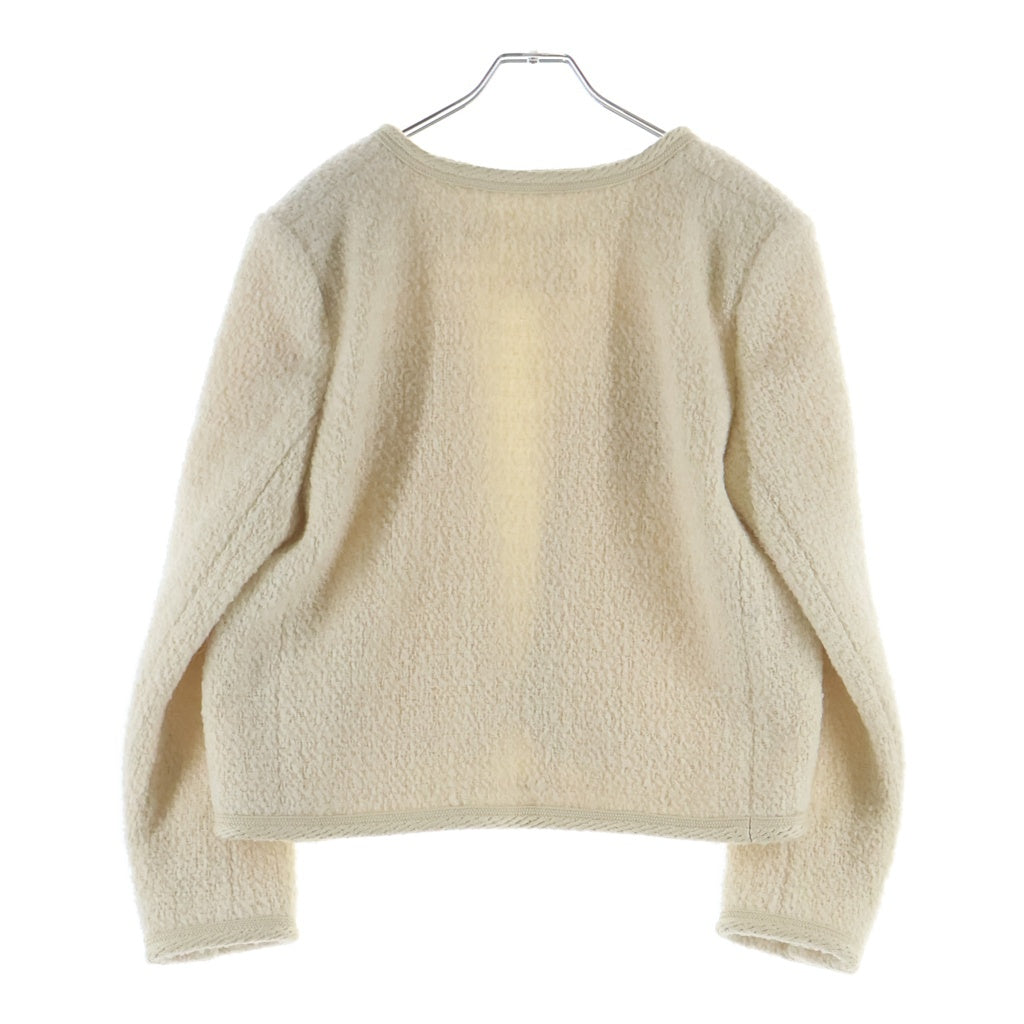 CELINE(セリーヌ) HEDI WOOL NO COLLAR JACKET エディ期 ツイード ウール ノーカラージャケット アイボリー レディース 2V55Q227V