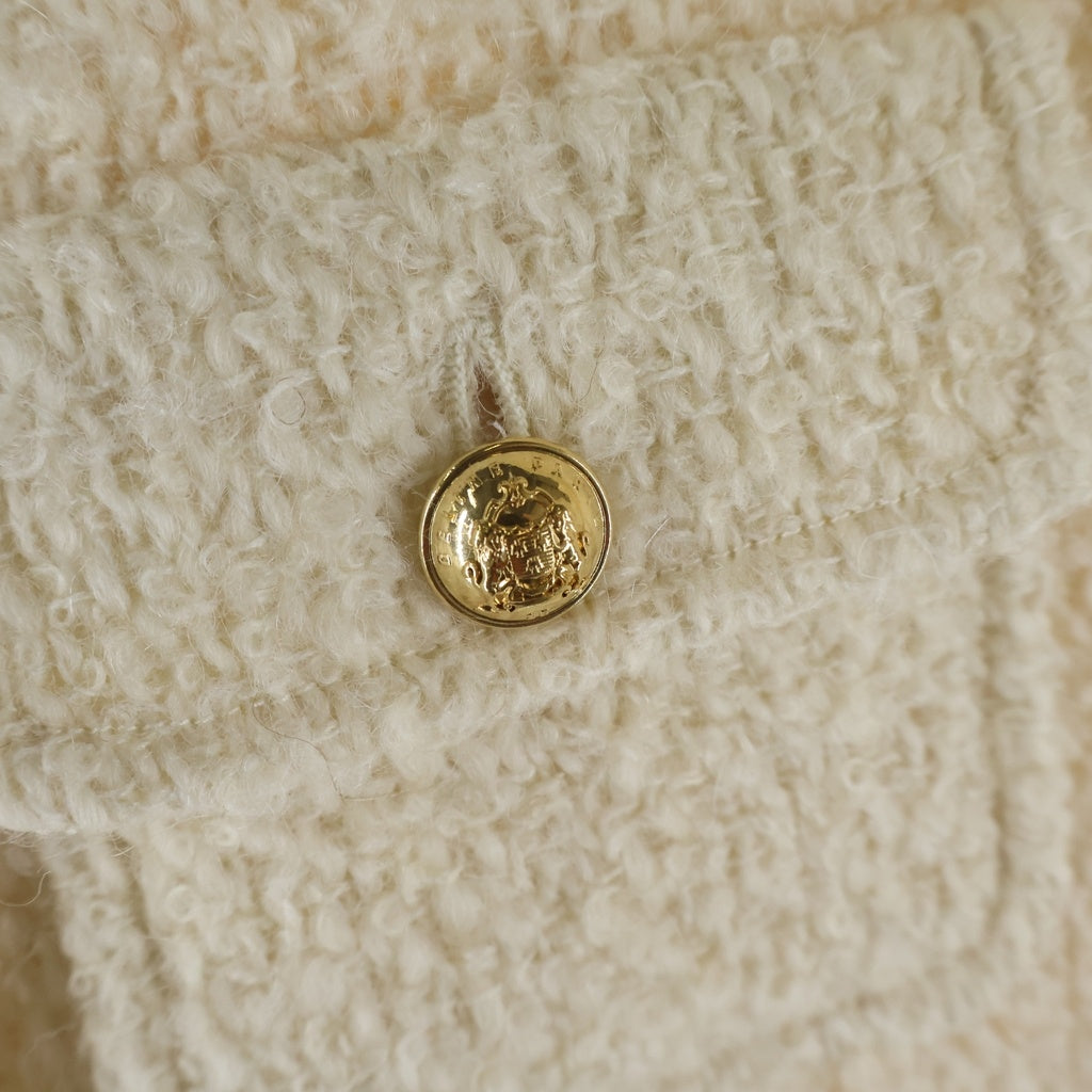 CELINE(セリーヌ) HEDI WOOL NO COLLAR JACKET エディ期 ツイード ウール ノーカラージャケット アイボリー レディース 2V55Q227V