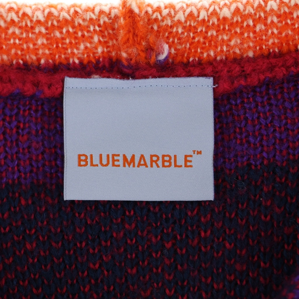 BLUEMARBLE(ブルーマーブル) LOGO PATCH STRIPED ZIPUP KNIT SWEATER ロゴパッチ ジップアップ ニットセーター マルチカラー