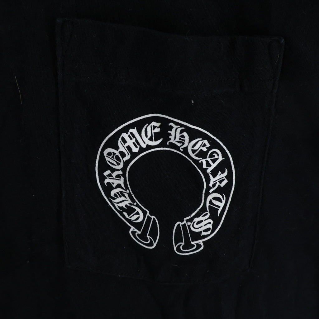 CHROME HEARTS(クロムハーツ) BACK HORSESHOE PRINT LS TEE バックホースシュー 袖フローラル プリント ロングスリーブ 長袖Tシャツ カットソー ブラック