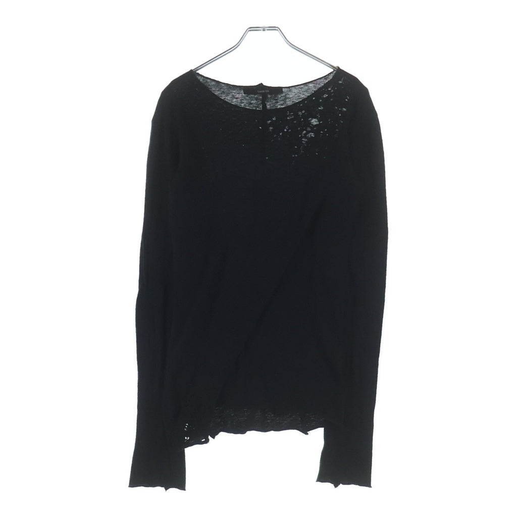 Yasuyuki Ishii(ヤスユキイシイ) Long Sleeve Cotton ダメージ加工 ロングスリーブ 長袖Tシャツ カットソー ブラック