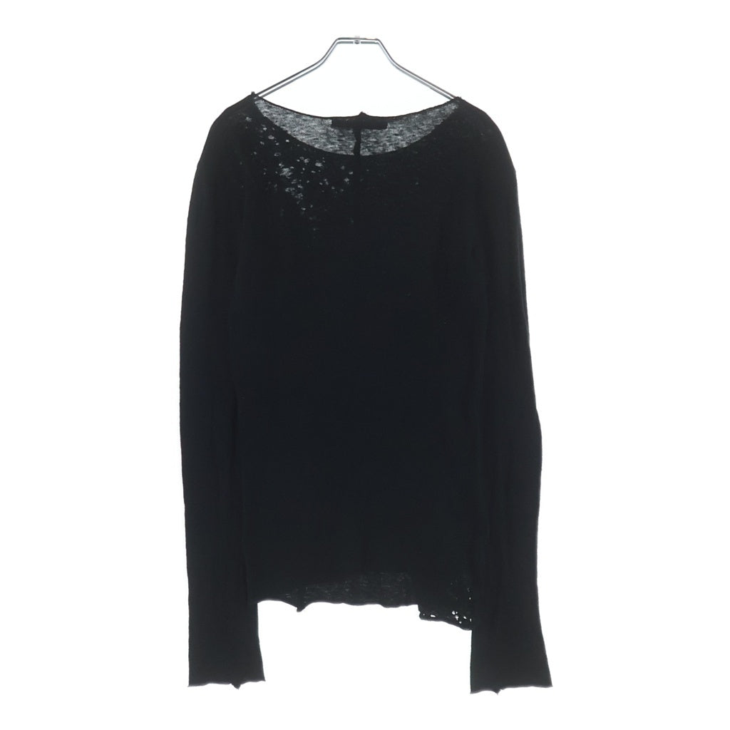 Yasuyuki Ishii(ヤスユキイシイ) Long Sleeve Cotton ダメージ加工 ロングスリーブ 長袖Tシャツ カットソー ブラック