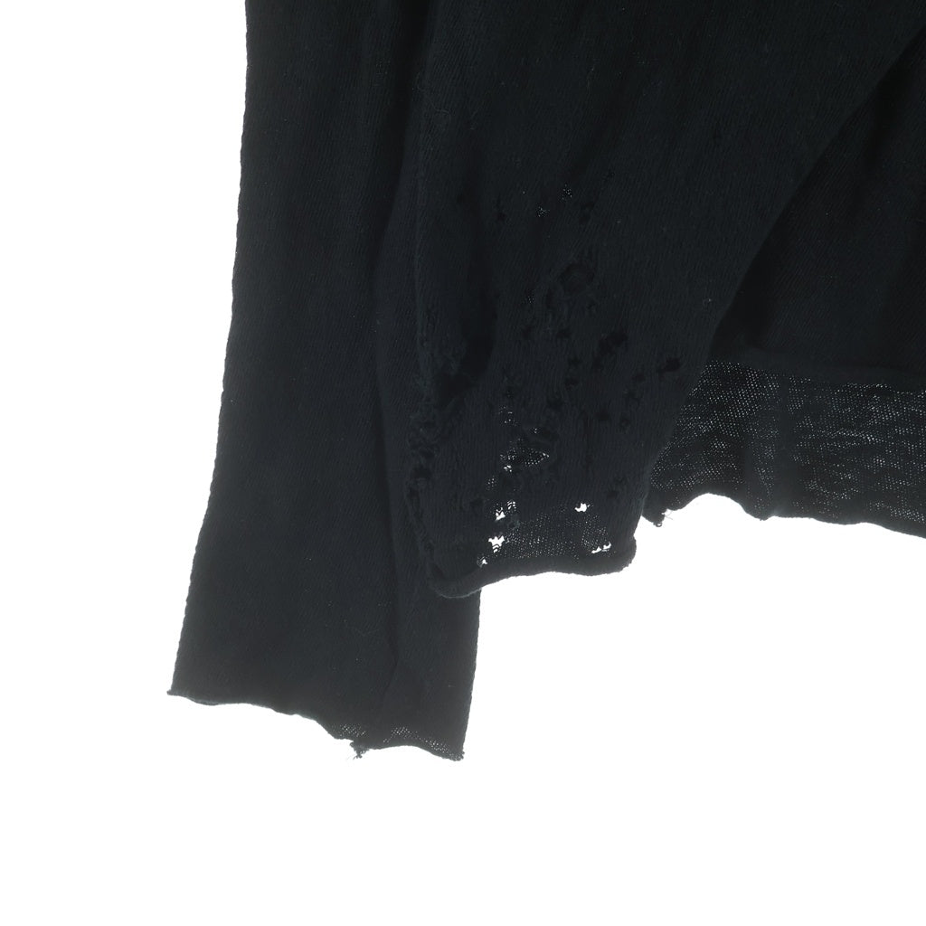 Yasuyuki Ishii(ヤスユキイシイ) Long Sleeve Cotton ダメージ加工 ロングスリーブ 長袖Tシャツ カットソー ブラック