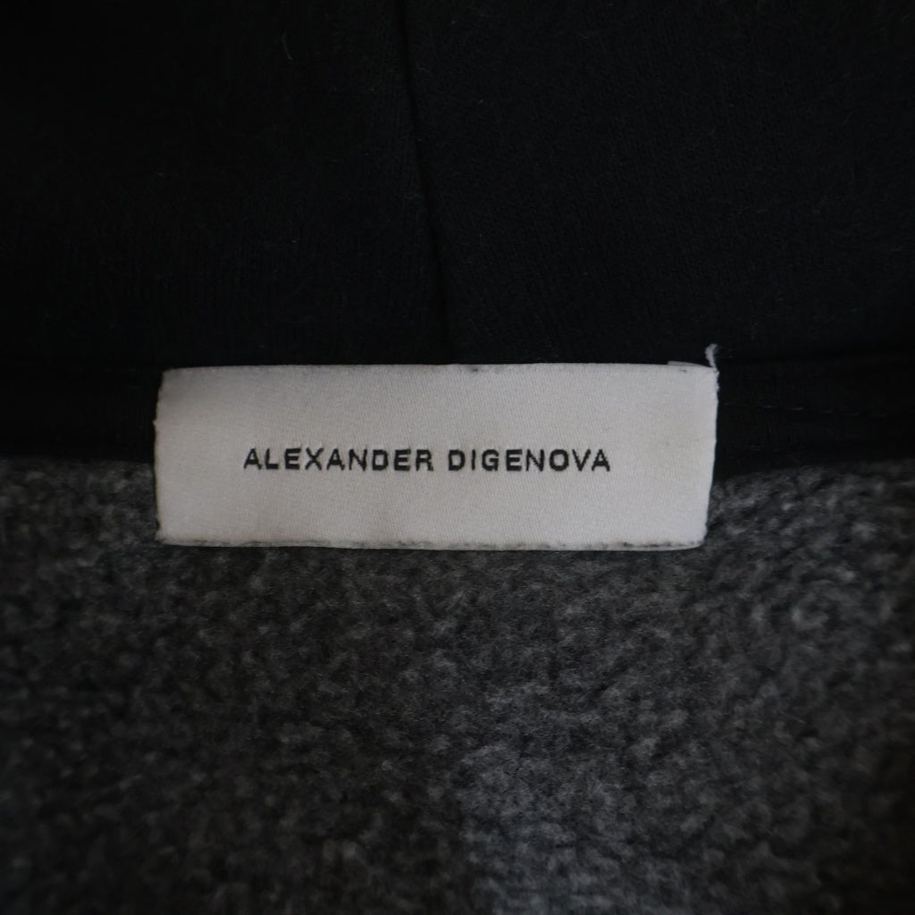 ALEXANDER DIGENOVA(アレキサンダーディジェノバ) Double Layer Hoodie ダブルレイヤード ジップアップ フーディ パーカー ブラック